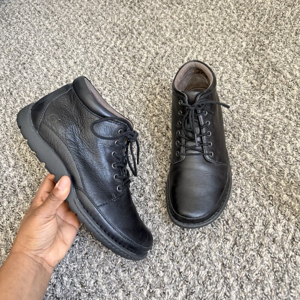 Born Nigel Lace Up Boots Black Leather Men's 9 M Comfort Shoe Chukka